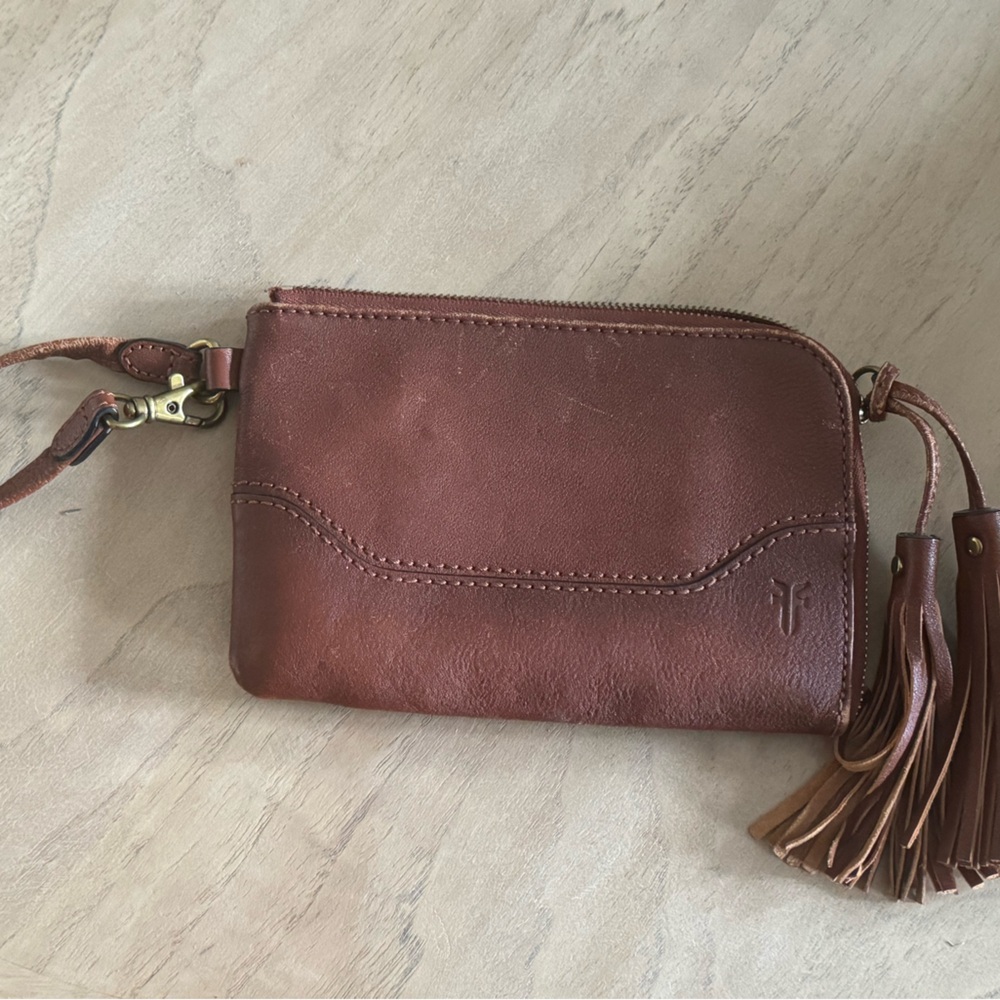 Frye | Bags | Frye Leather Melissa Wristlet Wallet Cognac Leather